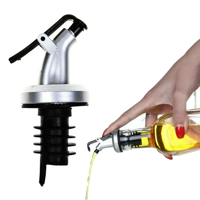 New Oil Bottle Stopper Rubber Lock Plug Seal Leak-proof Food Grade Plastic Nozzle Sprayer Liquor Dispenser Wine Pourer Barware