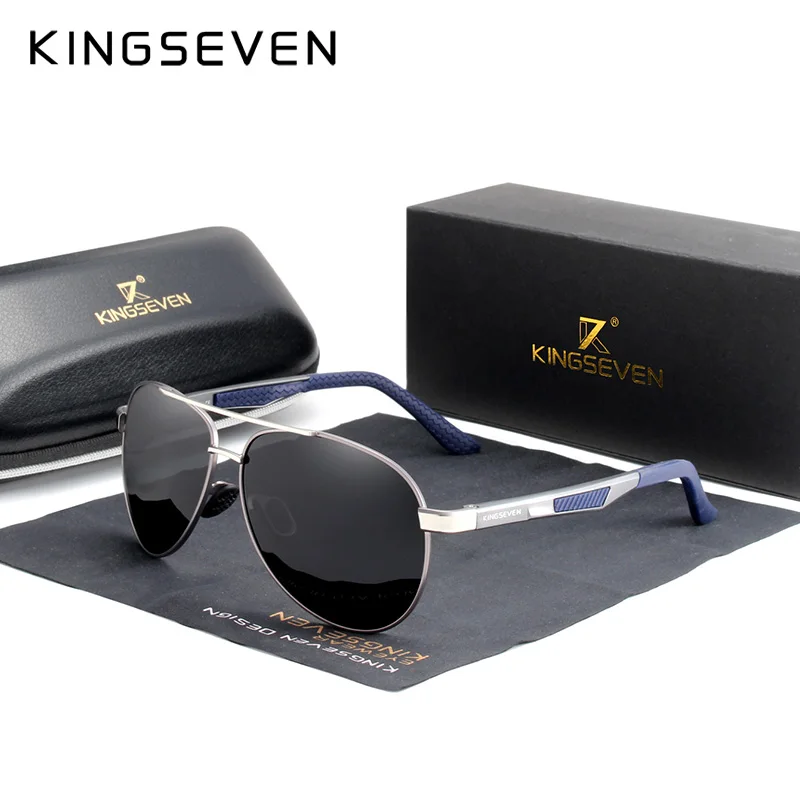 KINGSEVEN Brand Men's Vintage Square Sunglasses Polarized UV400 Lens Eyewear Accessories Male Sun Glasses For Men Zonnebril 7720