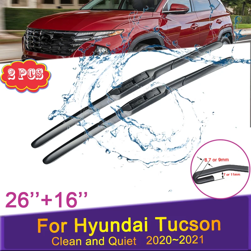 Car Wiper Blades for Hyundai Tucson Hybrid Phev SE R S X Line XG 1.6 Turbo CRDI 2020 ~ 2021 Front Windshield Rubber Accessories