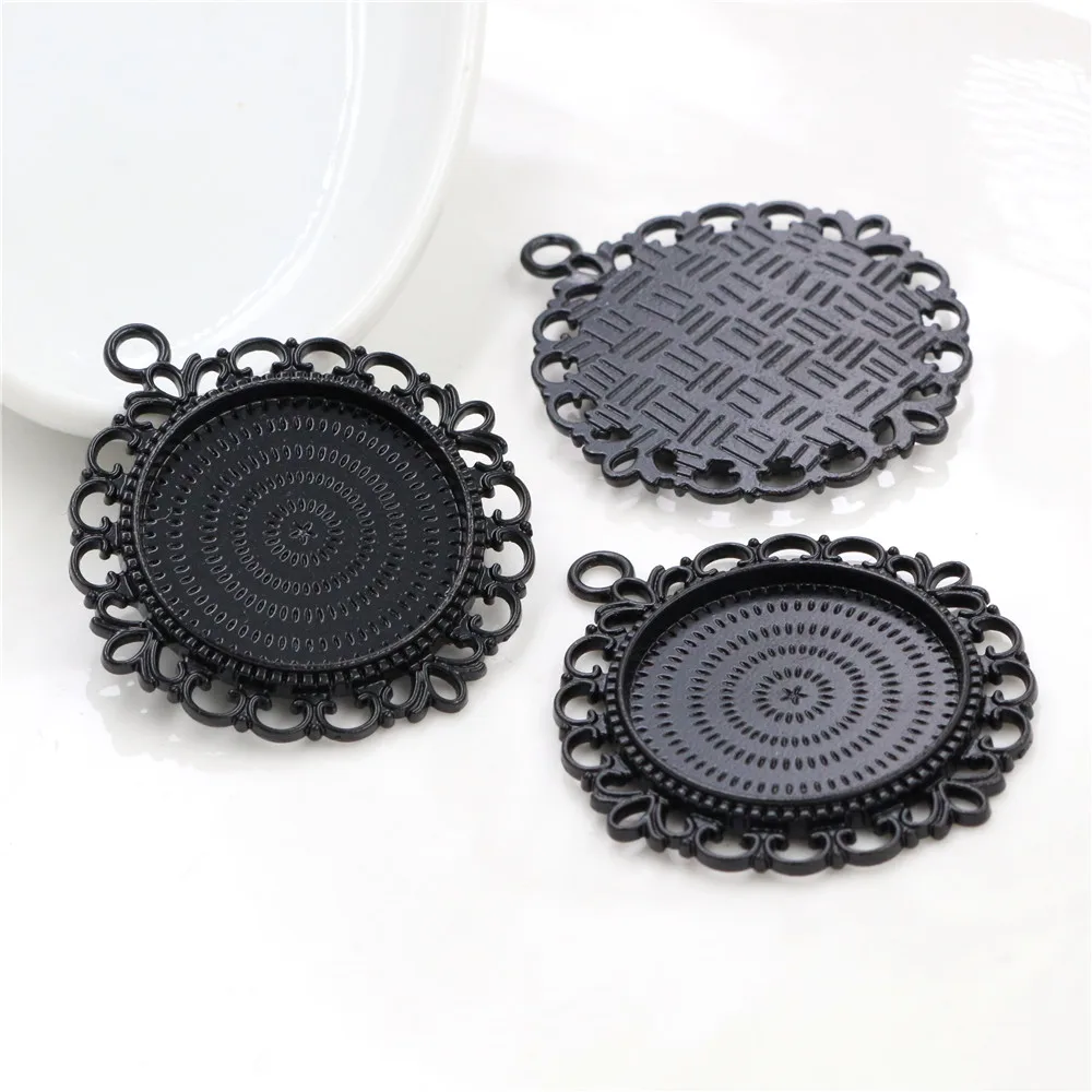 

New Fashion 5pcs 25mm Inner Size Black Classic Simple Style Cabochon Base Setting Charms Pendant (A6-24)