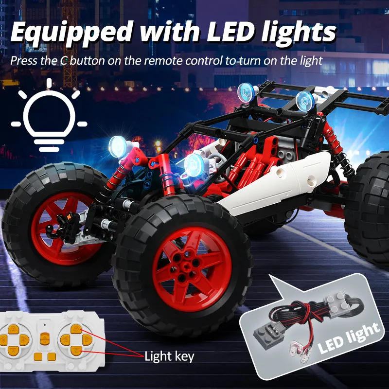 KAIYU 366PCS LED City RC Car MOC Building Blocks APP Remote Control Programming Off-road Vehicle Bricks Toys For Boys