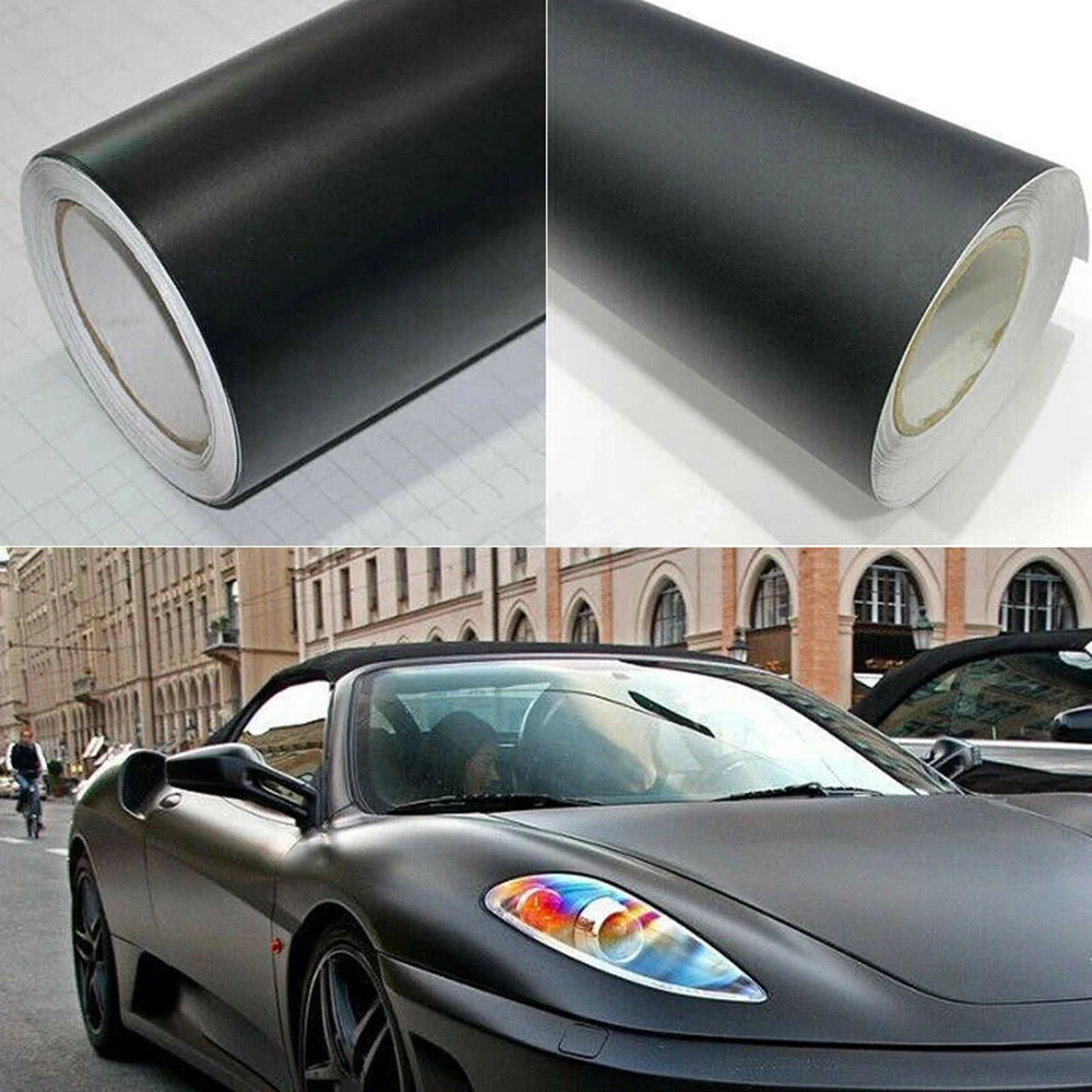 

1pcs Auto Matte Films Black Vinyl Film Wrap 30*152cm Car DIY Sticker Vehicle Decal 3D Bubble For Fashion Car Decorations