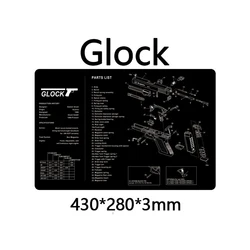 Alfombrilla de goma para limpieza de pistola Glock, alfombrilla de goma para pistola Glock Remington con piezas de armadura, lista de almohadillas de banco