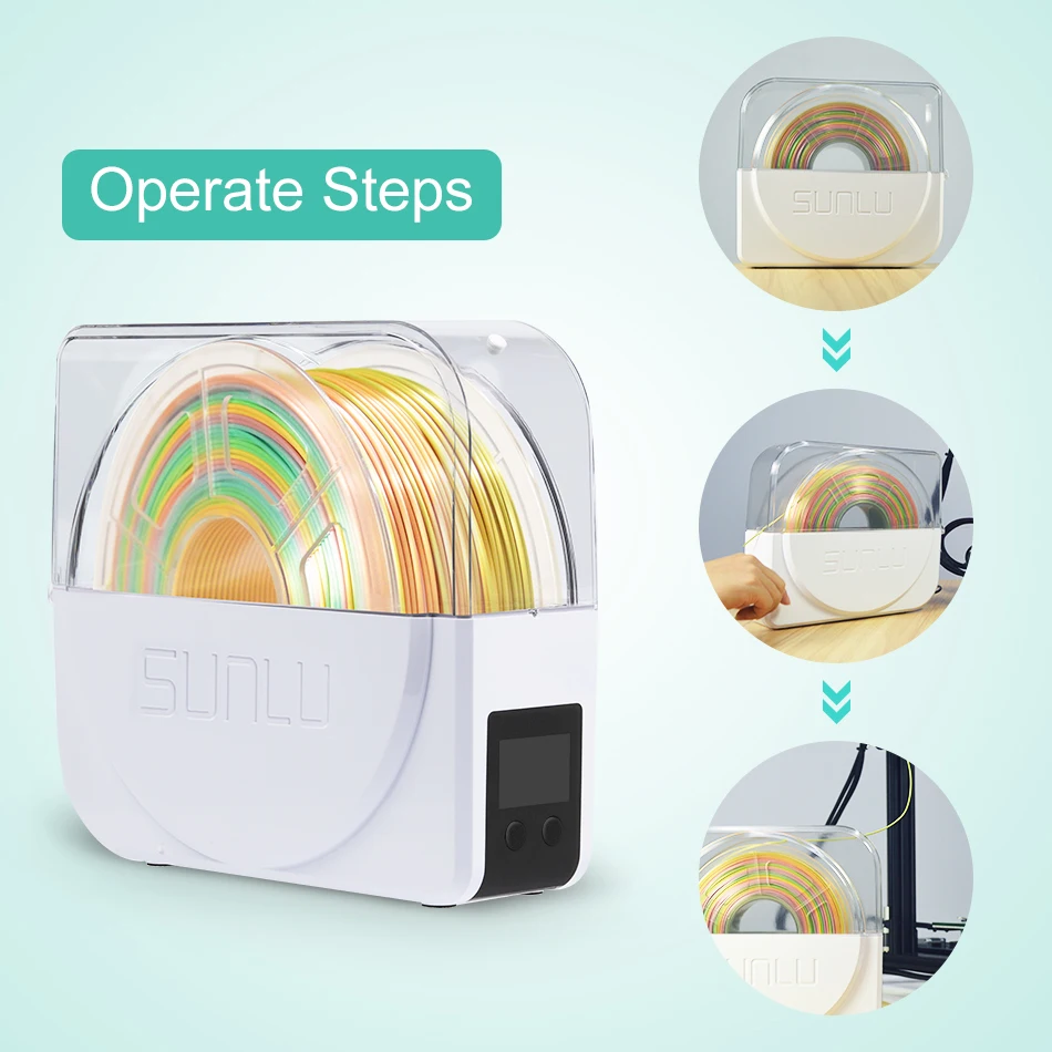 SUNLU Filamentเครื่องเป่าS1 PlusพัดลมหมุนเวียนในตัวFilamentเครื่องเป่ากล่องกล่องสําหรับ 3Dเครื่องพิมพ์Filament 1.75/2.85/3.00 มม.