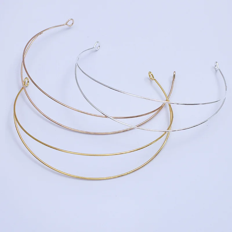 3pcs Metal Hairband Two-line Bride Crown Headdress Gold Silver Hairwear Head Hair Bands Base Setting Jewelry Components Wedding