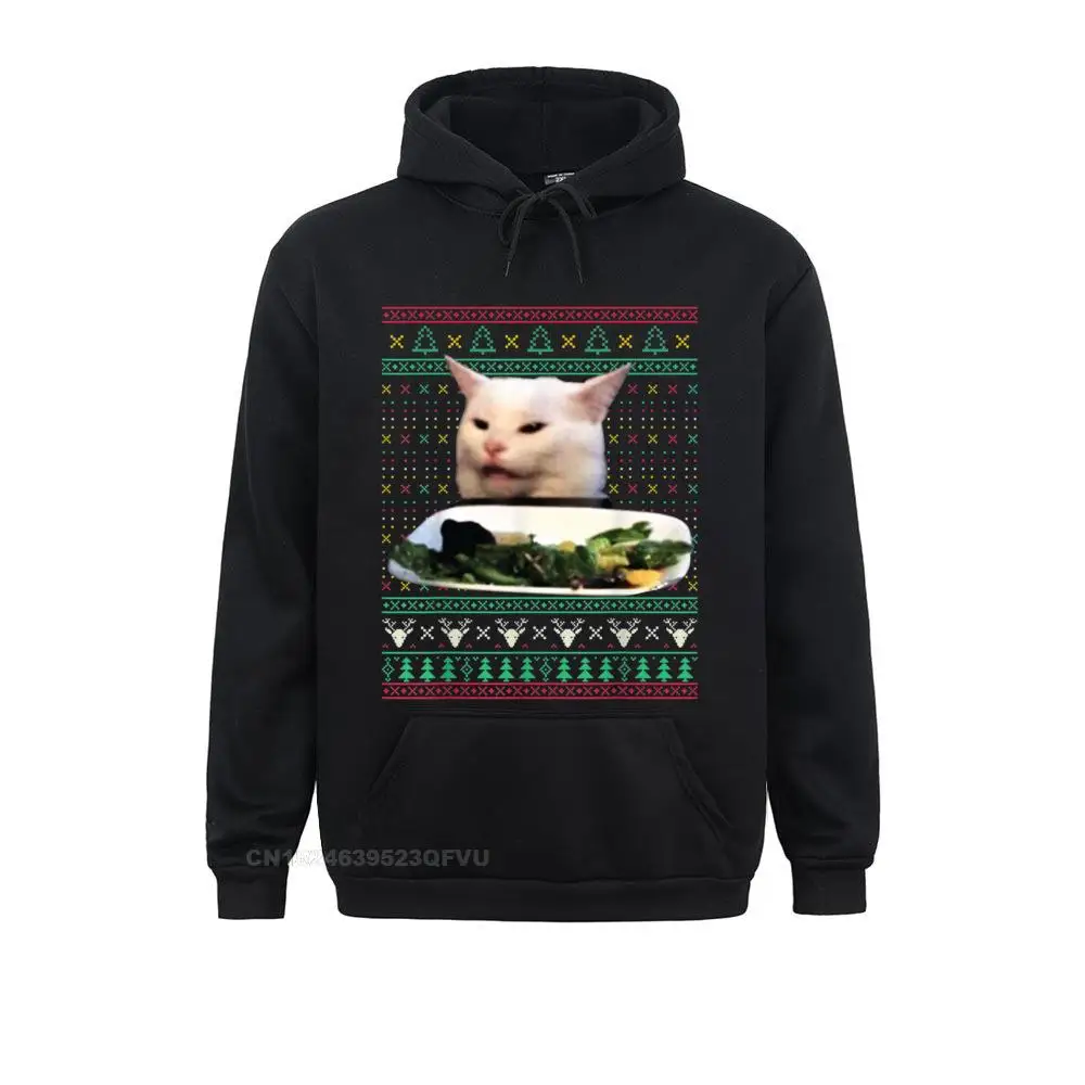 Awesome Yelling At A Cat Meme Christmas Funny Ugly Sweater Gift Hoodie Men Cotton Hoodies Pullover Hoodie Classic Tops