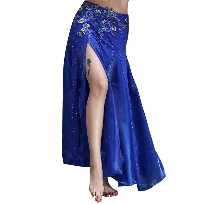 Female Belly Dance Skirt Dance New Indian Dance Bellydance Red Stage performance Slit Long Skirt Costume Bottoms Female Adult