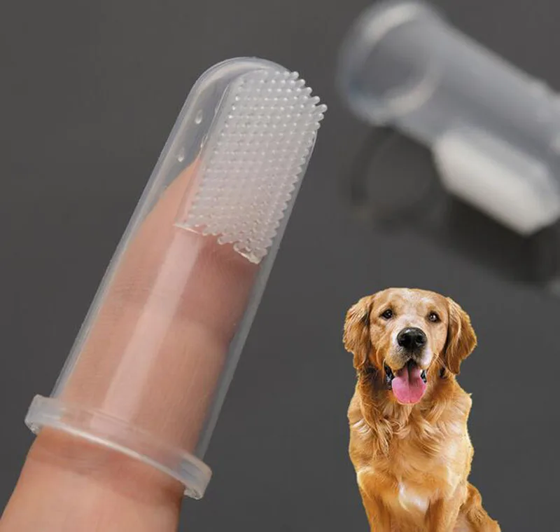 

Wholesale 1000pcs/lot Pet Finger Toothbrush Dog Brush Breath Double Head Teeth Care Dog Cat Cleaning Brushes holder
