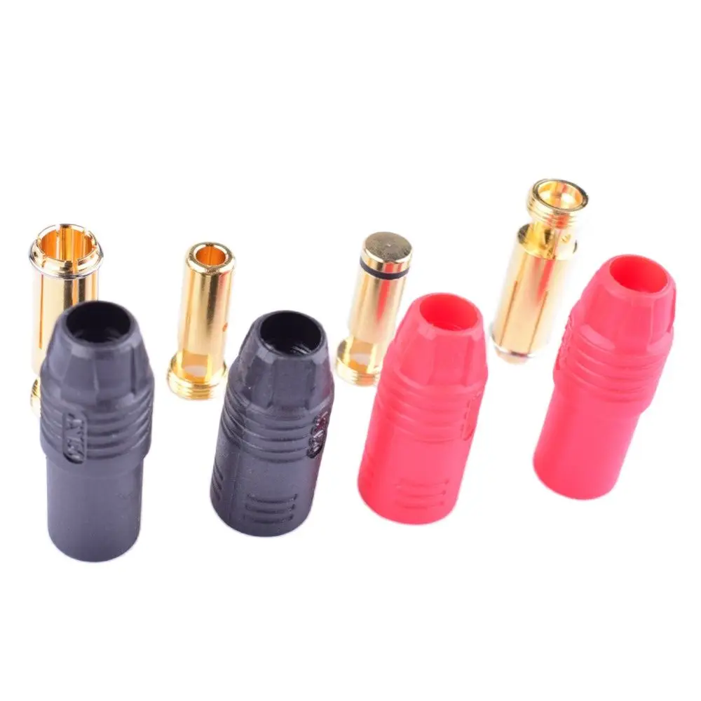 1 Set Amass AS150 Anti-Spark Gold Bullet 7mm red black Male Female Bullet Connectors Plugs for RC Battery