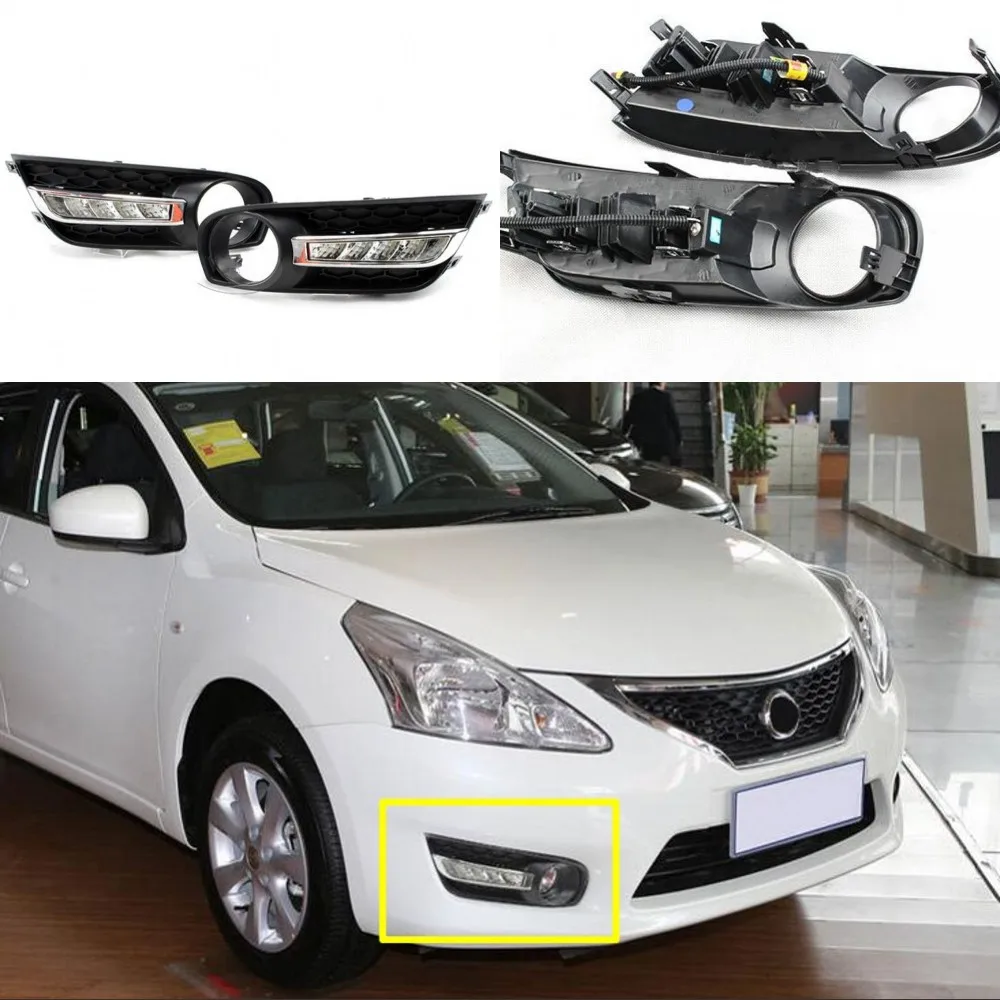 JanDeNing 2PCS  White LED Daytime Running Light Fog Light DRL for Nissan Tiida 2011-2015