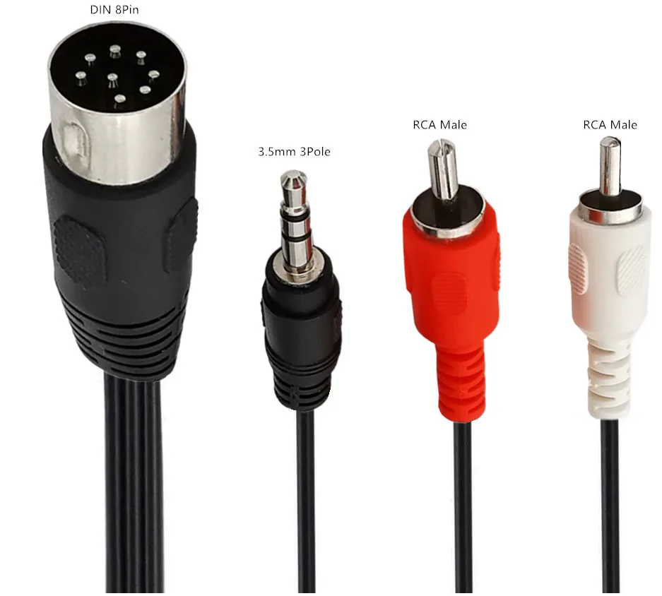 For Receiver Or CD Player And Subwoofer 8-Pin DIN To 2RCA Male /3.5mm Audio 8 Pin DIN/RCA Cable 1.8m