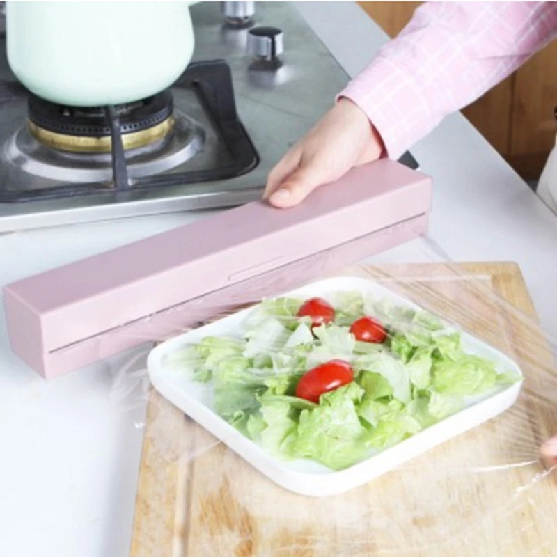 Plastic Wrap Dispenser Kitchen Tools Cling Food Wrap Cutter Dispenser Film Cutter Storage Holder Kitchen Accessories Cling Wrap