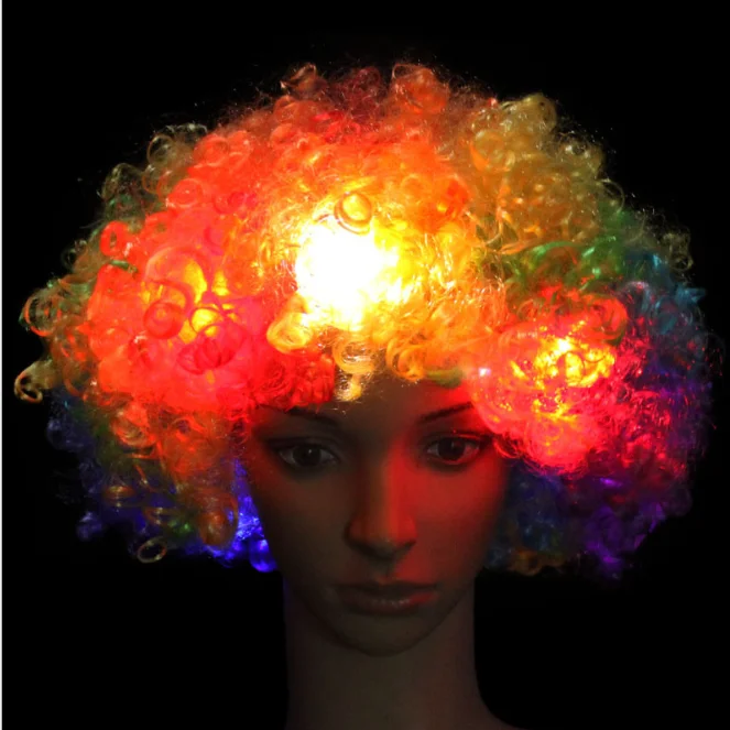 Luminous หมวกหมวกหัวระเบิดวิกผม LED แฟลช Headdress Clown วิกผมแฟนผู้ใหญ่พรรค Multicolor