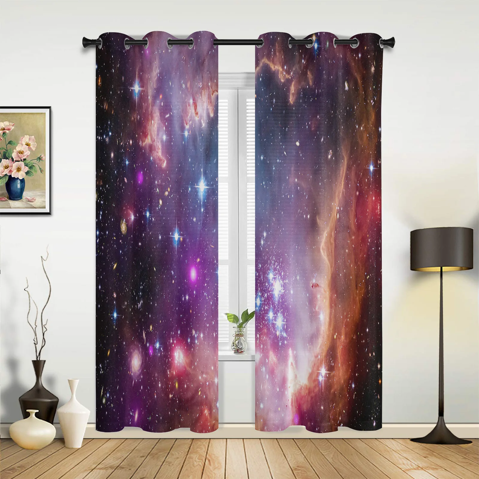 Outdoor Curtains Starry Sky Clouds Twinkle Living Room Kitchen Curtain Drape For Patio Garden Gazebo Yard Valance Cutains