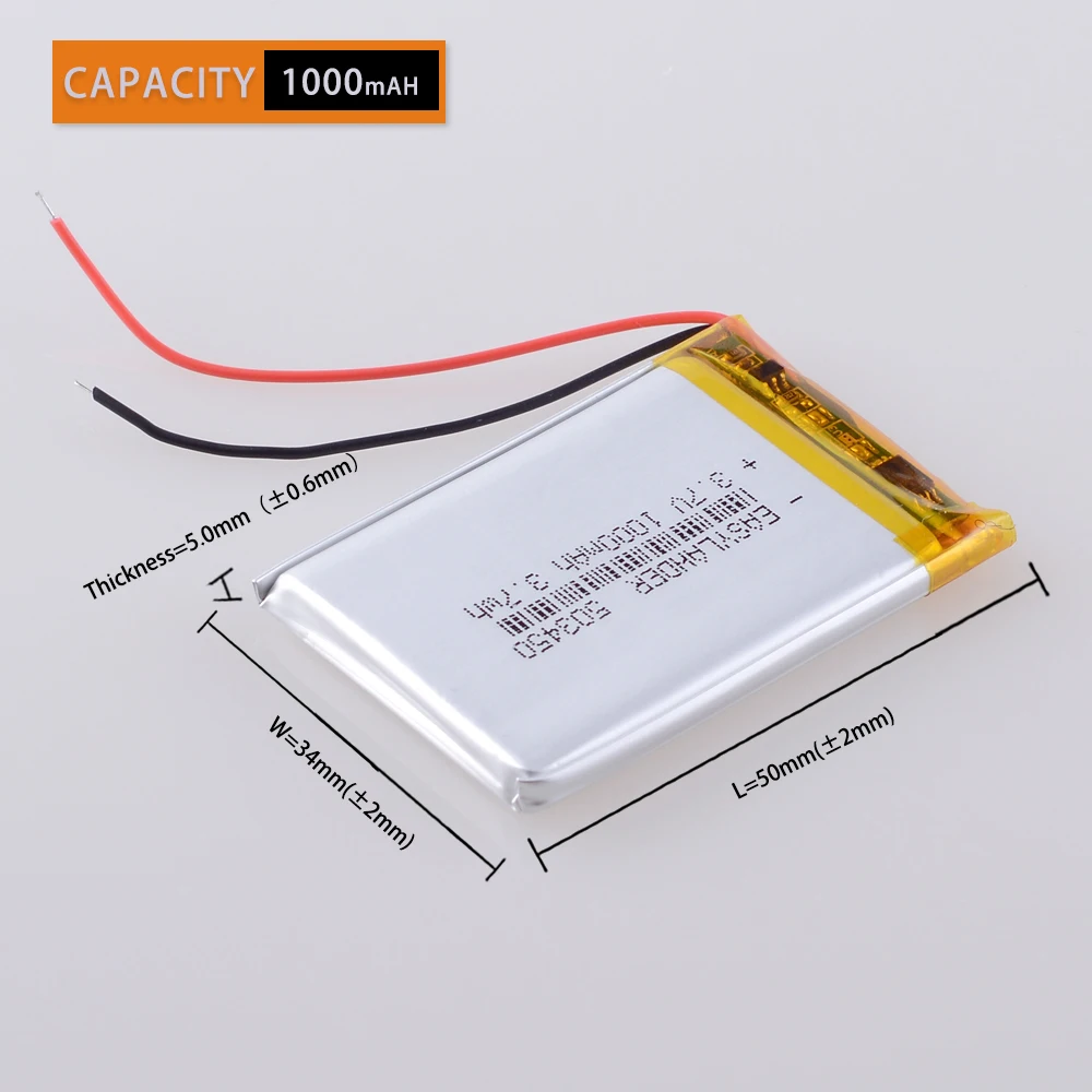 503450 3.7V 1000mAh Rechargeable Lithium Li-ion Li Polymer Battery For pumped xduoo x2