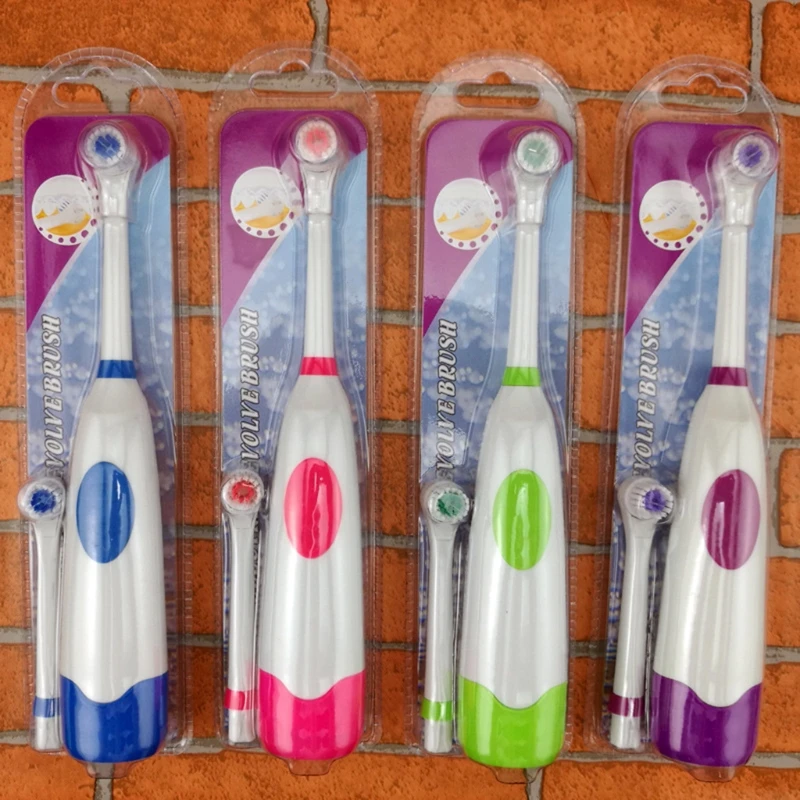 1 Set Electric Toothbrush With 2 Brush Heads Battery Operated Hygiene No Rechargeable Teeth Brush For Children