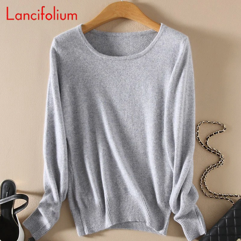 Plain Pullover Kint Sweater Women Autumn Fall Winter Knitted Jumper Cashmere Red Korean Basic Vintage Pink Black Elegant Sweater