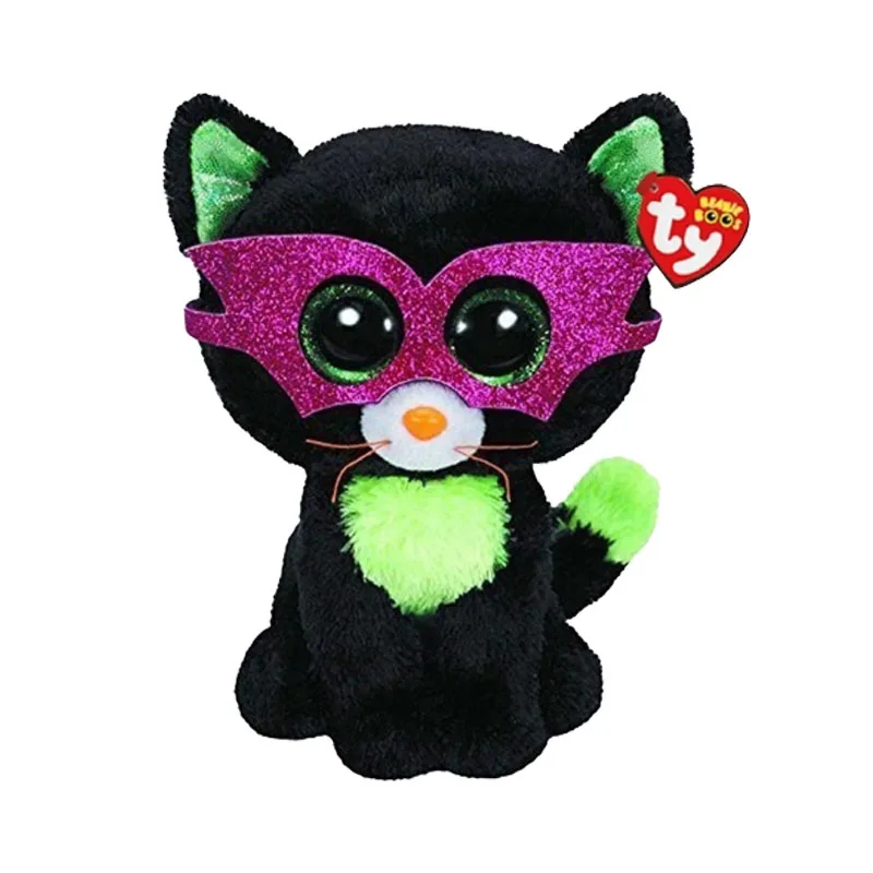 15 CM Ty Beanie Big Eyes Dark Cat Spider Bat Dragon Leopard Halloween Style Appease Baby Cute Plush Doll Toy Child Birthday Gift