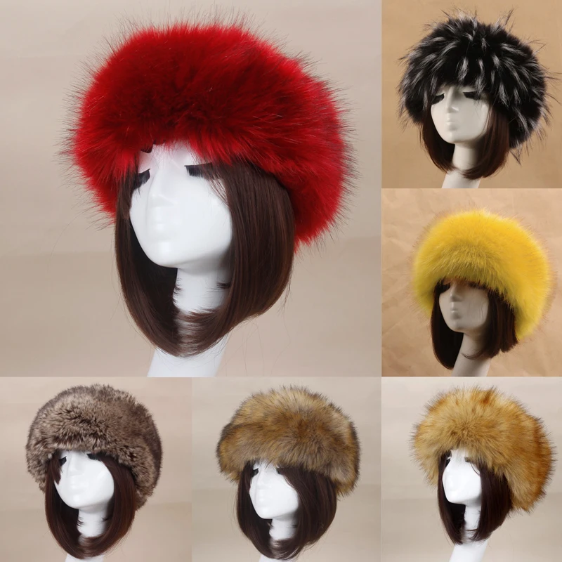 Women Fur Hats Thick Furry Warm Authentic Fox Fur Hat Autumn Winter Russian Thick Bomber Outdoor Earwarmer Ski Empty Top Hat