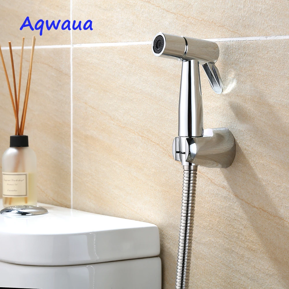 Aqwaua Bidet Shower Hand Sprayer Shower Head Shattaf ABS Chrome Plated Hygienic Shower Accessories for Bathroom for Kitchen