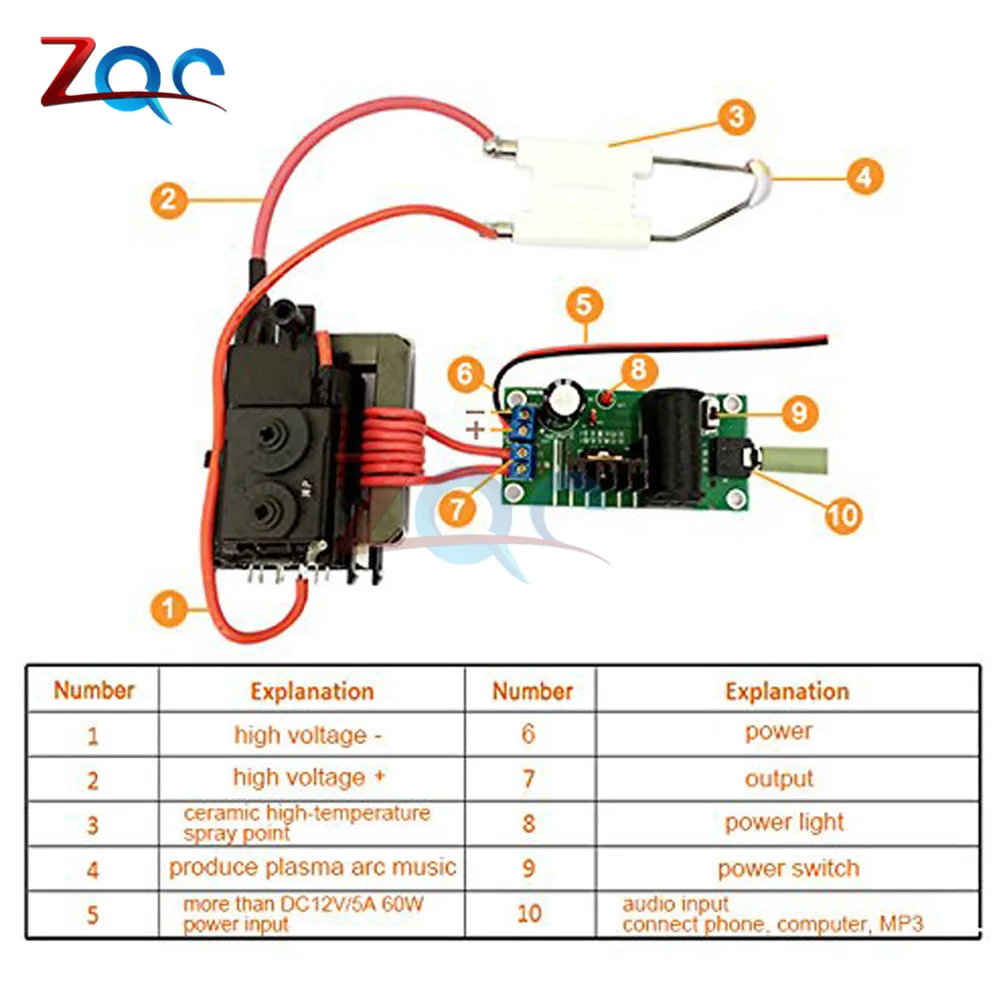 ZVS Tesla Coil Booster Driver Board 20KV High Voltage Generator Plasma Music Arc Speaker Kits +Ignition Coil+Spray Point DIY Kit