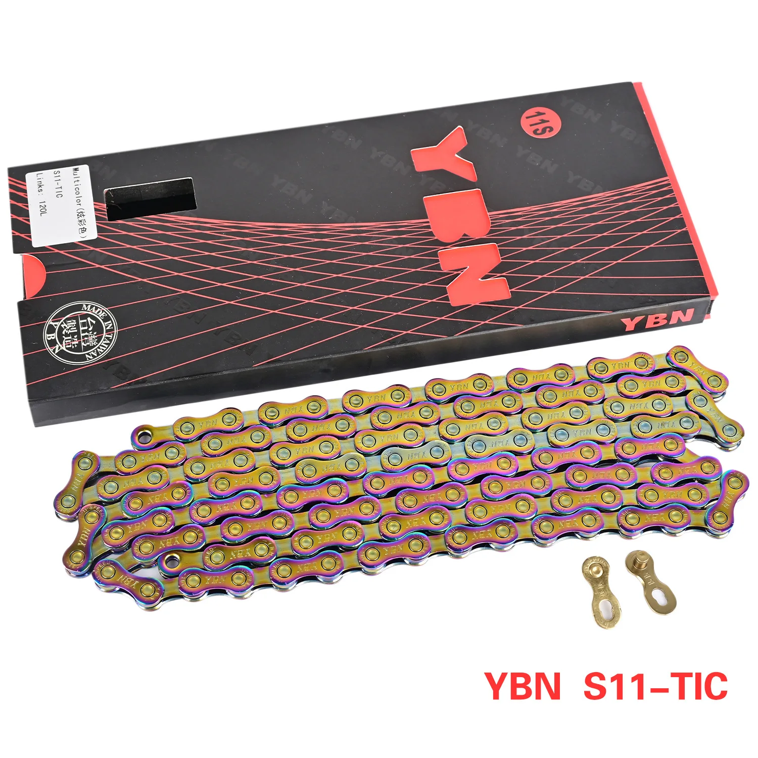 

YBN 11 Speed Bicycle Chain Colorful 11s 22s Bike Chain MTB Road Bike Chain 120L Links Rainbow Chain For Shimano SRAM Campanolo