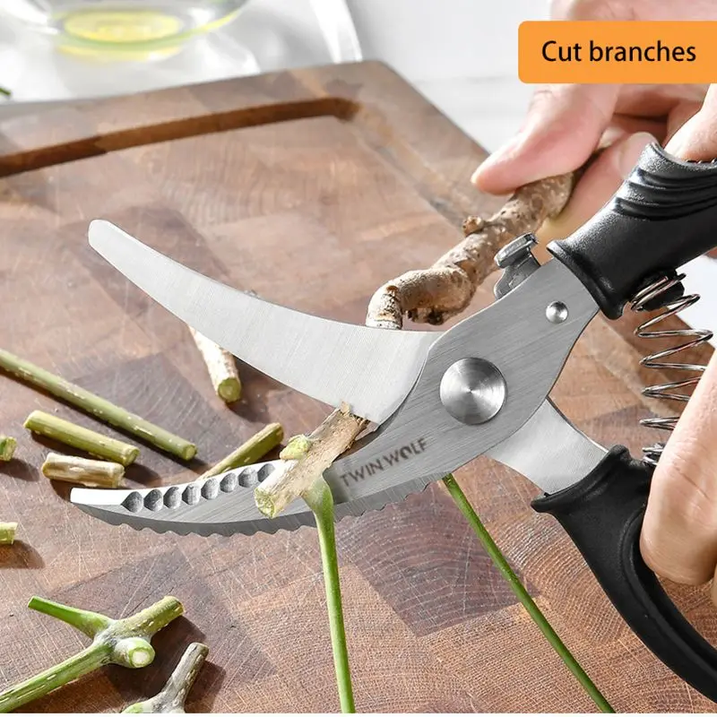 Powerful Chicken Bone Scissors Chicken Duck Fish Cutter Shears 4Cr13 Stainless Steel Scissors Poultry Fish Bone Scissors