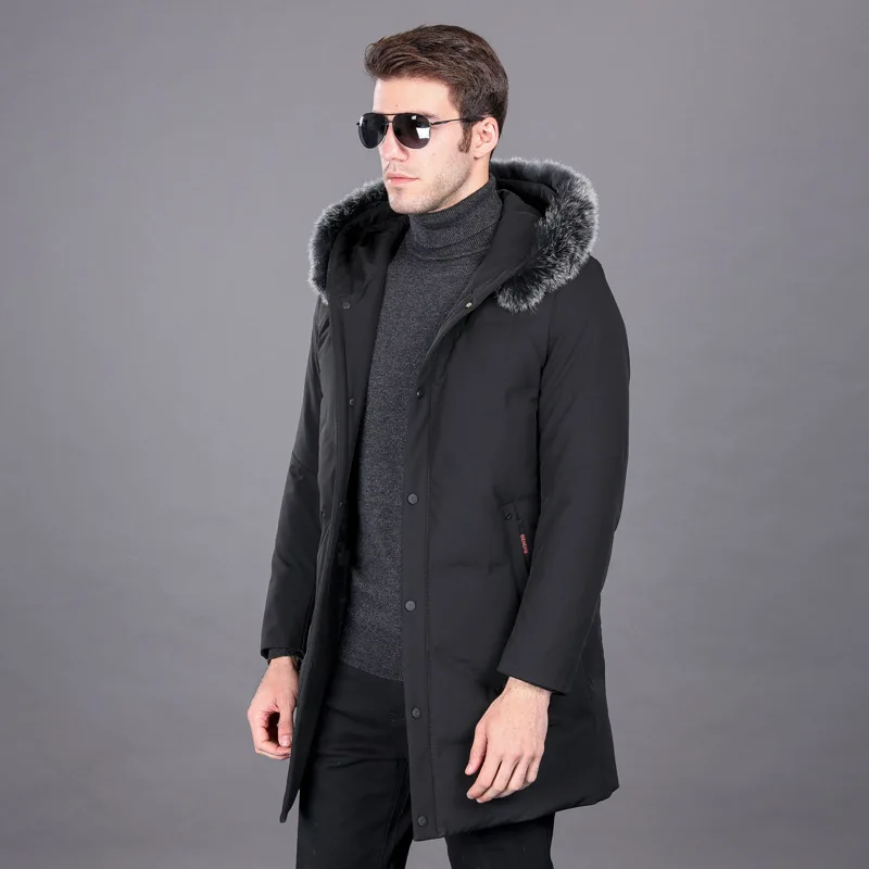 Veste d'hiver à capuche en duvet d'oie pour homme, manteau chaud, Parka noire, ZL9077