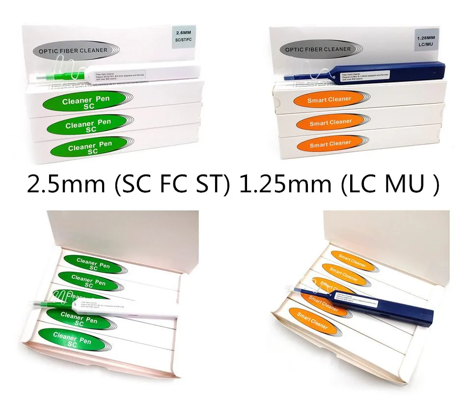 

One-Click Cleaner Optical Fiber Cleaner Pen Cleans 2.5mm SC FC ST and 1.25mm LC MU Connector Over 800 Times