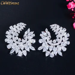 CWWZircons Delicate Cubic Zircon Luxury Geometry Flower Big Wedding Earring for Women Engagement Party Bridal Jewelry Gift CZ881