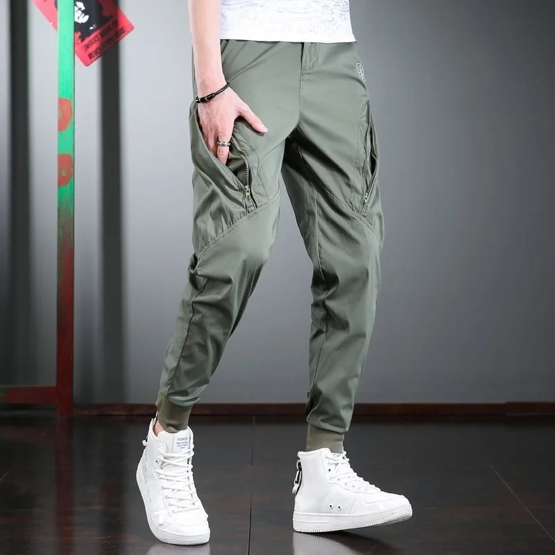 

Summer 2022 Casual Sweatpants Men Thin Section Loose FIt Harem Pants New Fashion Pockets Army Green Cargo Pants Mens Trousers