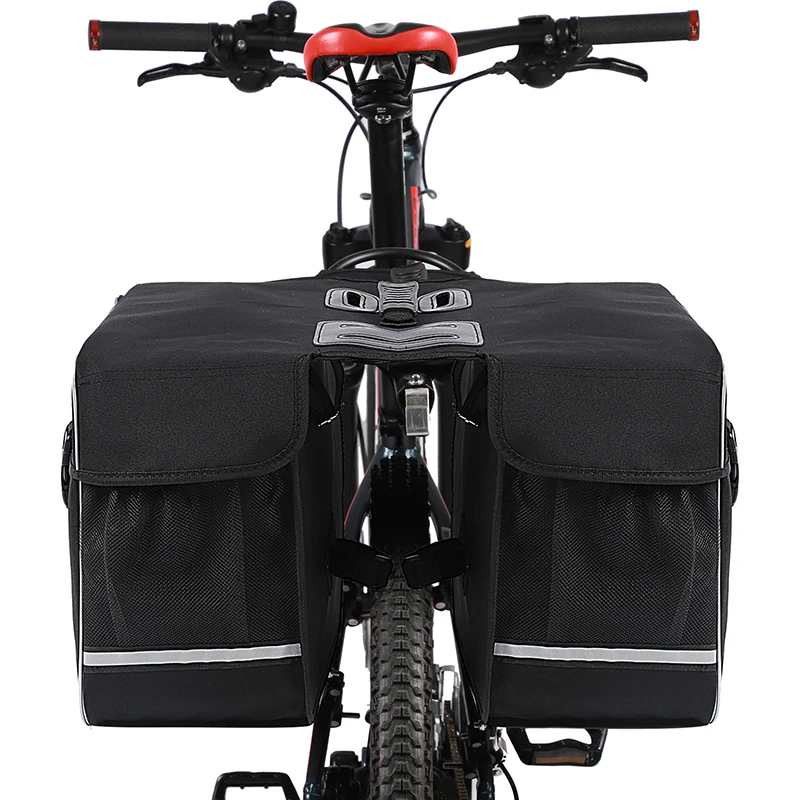 WEST BIKING Waterproof Bicycle Carrier Bag 30L Rear Rack Trunk Bike Luggage Carrier Tail Seat Pannier Two Double Bags Bike Bag