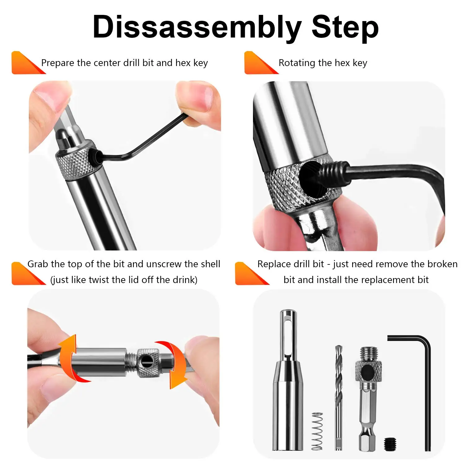 7Pcs Self Centering Lock Hinge Hardware Drill Bit Set Hardware Drawer Pilot Hole Guides Centering Hinge Home Hand Tools D30