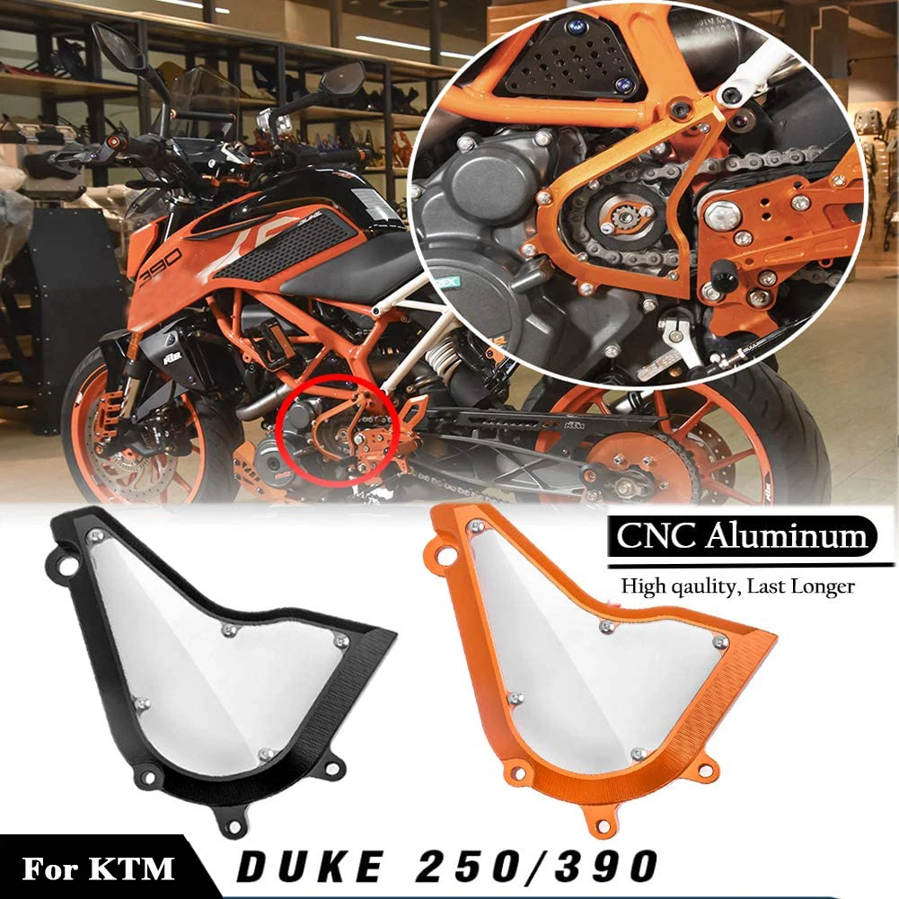 

For KTM DUKE 250 390 2017-2023 Motorcycle Front Transparent Sprocket Cover Chain Guard Protector Accessories 2019 2020 2021 2022