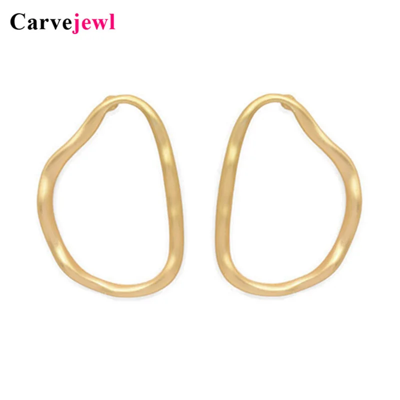 Carvejewl big stud earrings irregular round circle simple metal earrings for women girl jewelry unique fashion European earrings