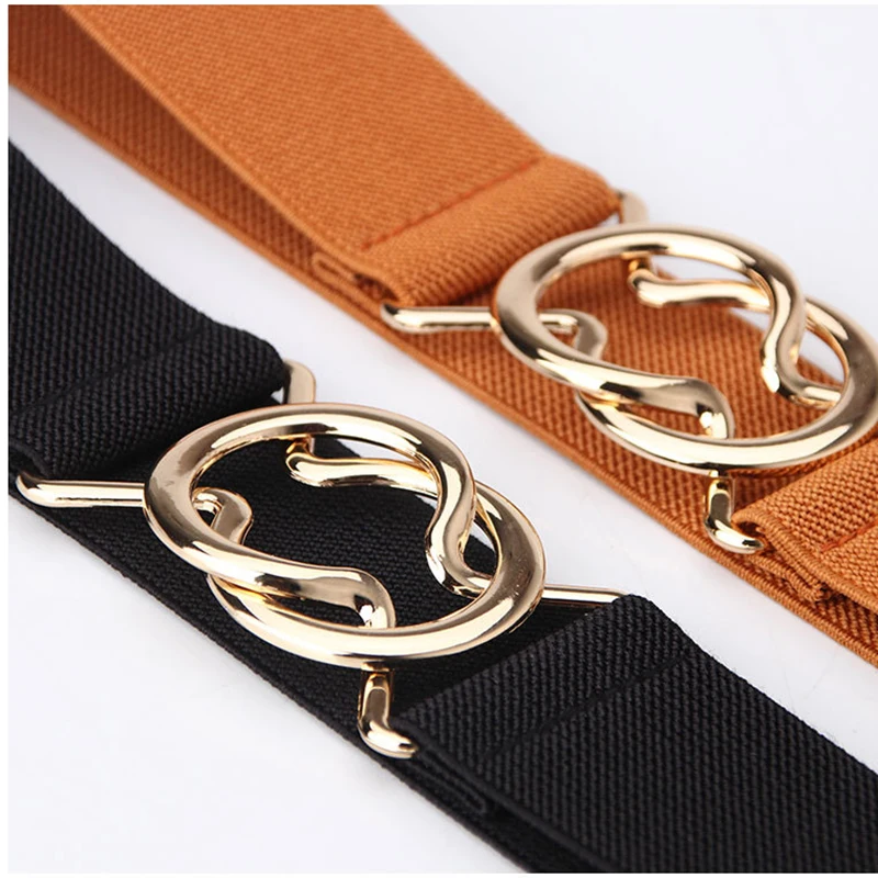 71cm Female Fashion Belt Waist Elastic Band Geometric Buckle Clothing Sweater Coat Decoration Belts for Women Girl Girdle Gift