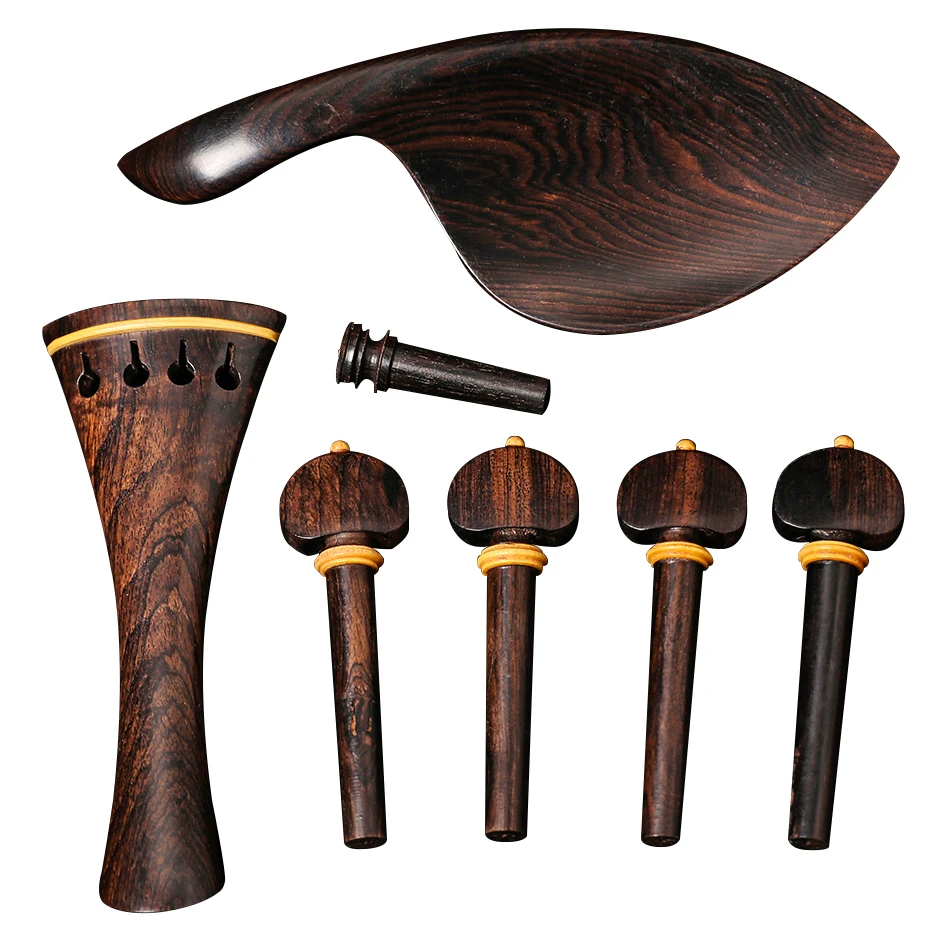 Ebony Wood Violin Pegs Chin Rest End Pin Tuner Tailpiece Set  4/4 Violin Parts  Very precious