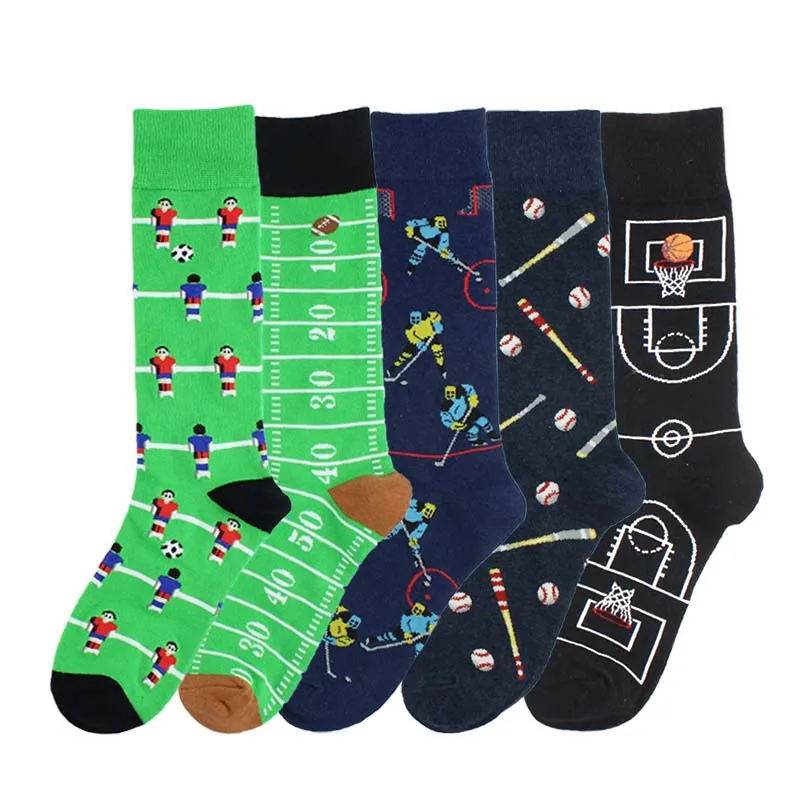 Adult Crew Socks Sport Ball Exercise Baseball Bat Rugby Soccer Field Play Fun Boxing Rugby Golf Table Tennis Basketball Gym Sox