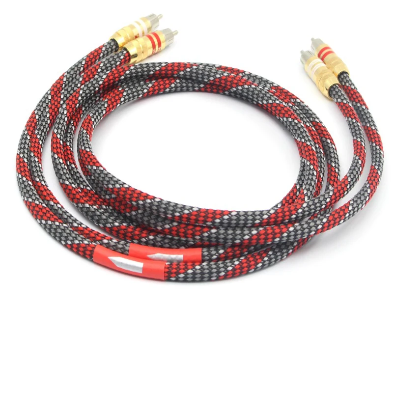 Hi-End 4N OFC Silver Plated ตัวนํา HIFI 2RCA ถึง 2RCA ชายชาย Hifi ลําโพงเสียง Amp เครื่องเล่น CD RCA สาย