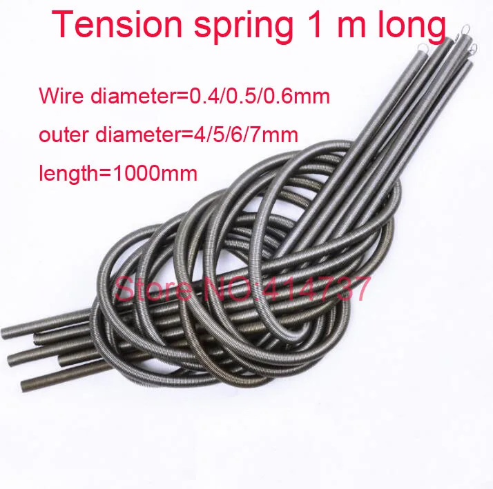 2 pz/pacco 0.4/0.5/0.6mm filo di estensione 1 m di lunghezza in acciaio Molla Molla di tensione della molla di tensione della molla sorgenti di