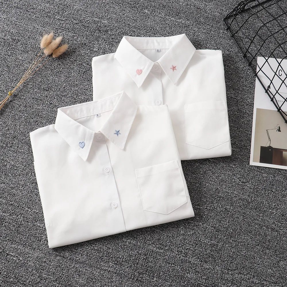 Uniforme scolaire japonais pour filles, chemise blanche à manches courtes, robe d'école, costume de marin Jk, hauts, uniformes de travail mignons brodés d'étoiles