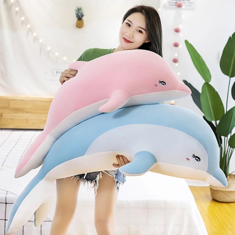 cartoon dolphin plush toy lovely blue or pink dolphin soft doll Christmas gift b2639