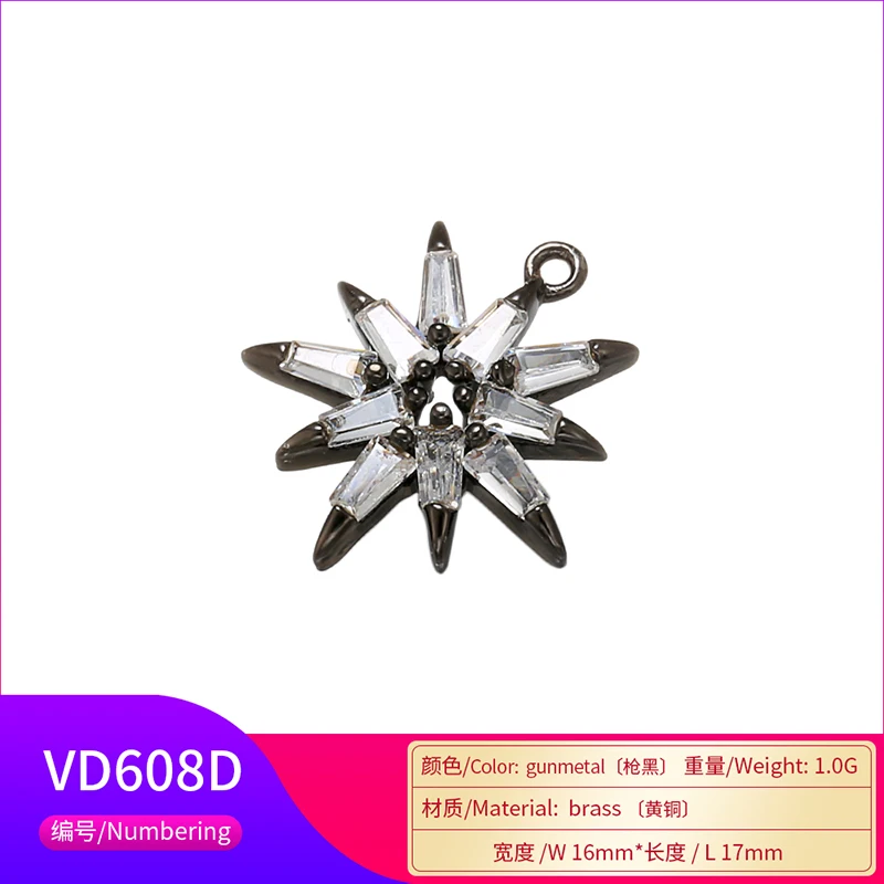 16x17mm Brass Crystal Multi-Angle Star Pendant for Women Handmade DIY Jewelry Accessories Making Findings Model:VD608