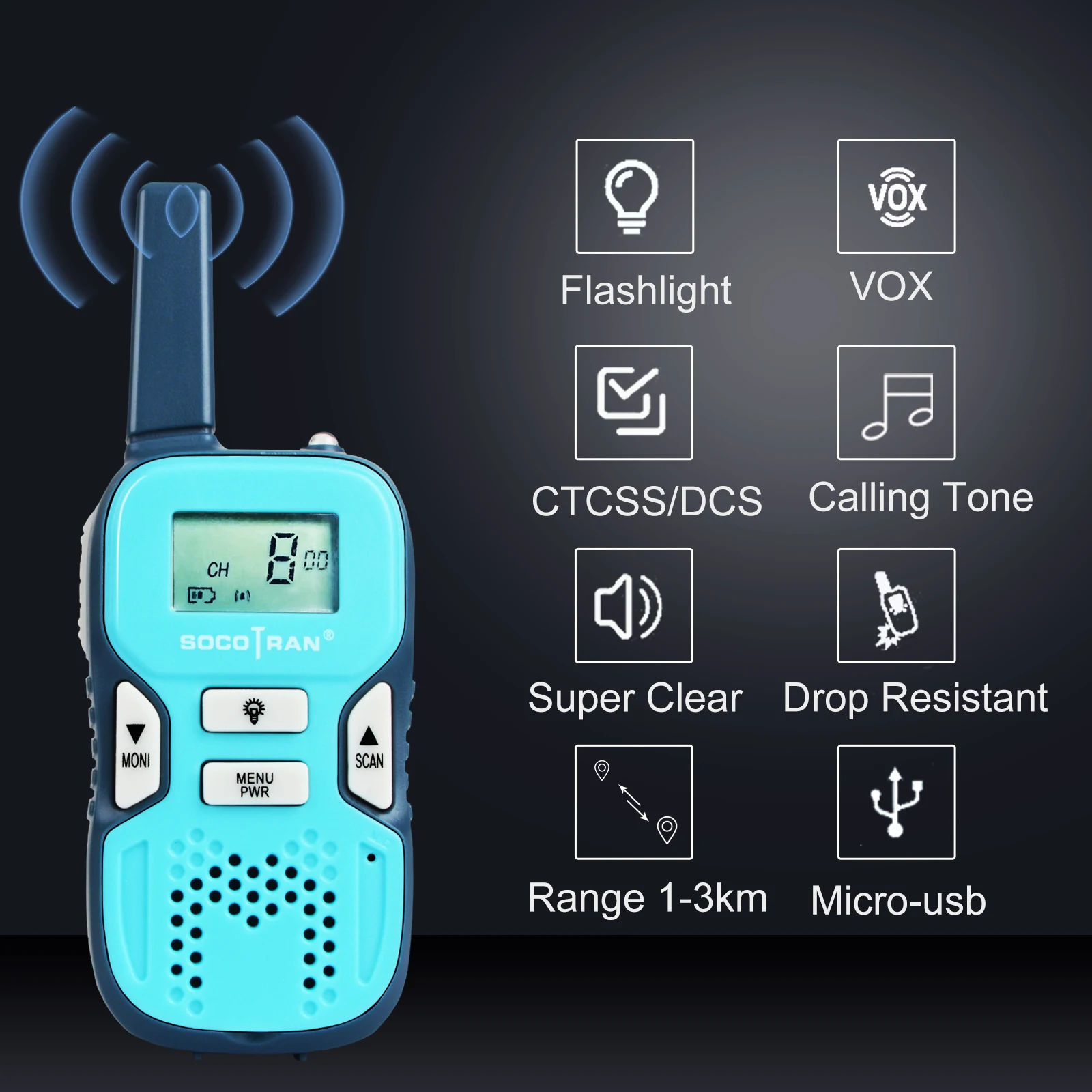 R8 2pcs  Two Way Radio Walkie Talkies Kids 8 Channels PMR446 Mini Talkie Walkie with Flashlight and LCD Screen