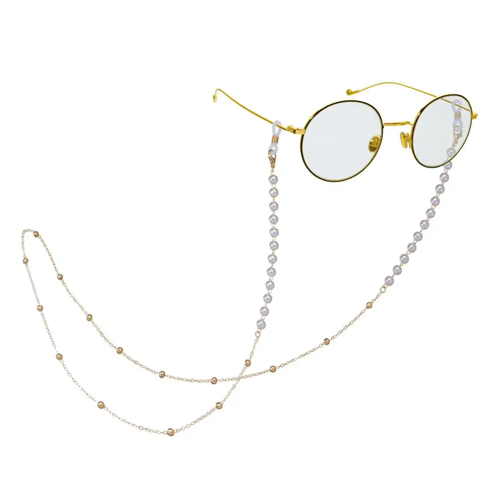 Straps Sunglasses With Chain Strap Beads Eyeglasses Mask Chains Gold Metal String for Glasses Cords Anti-lost Glasses Rope