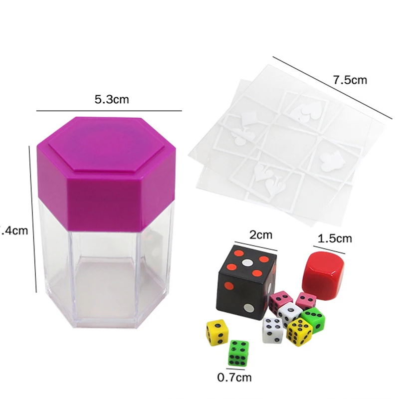 Explode Explosion Dice + Dice Thru Transparent Card Magic Tricks Easy For Kids Magic Prop Novelty Funny Toy Close-Up Performance