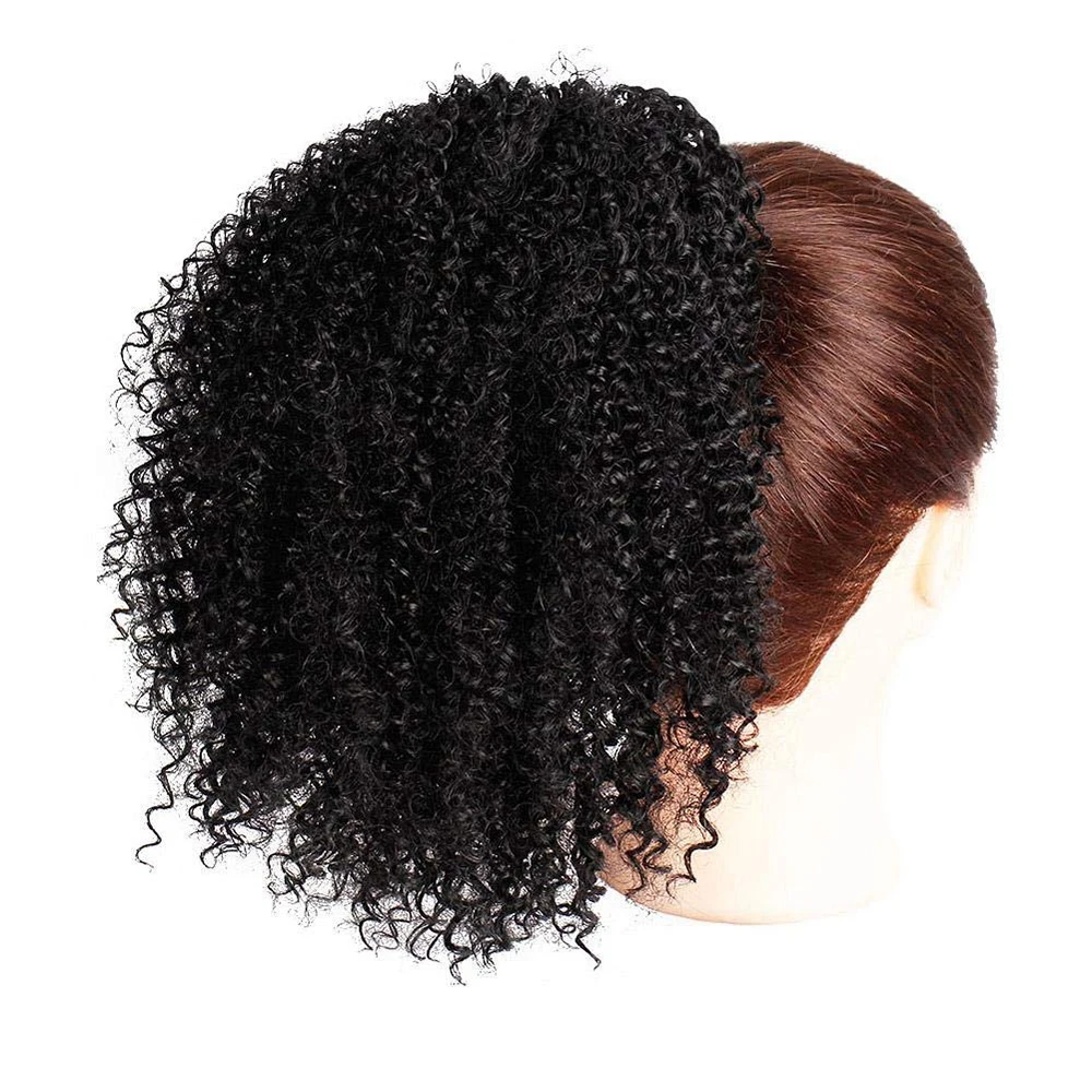 Afro Kinky Krullend Haar Paardenstaart Extensions Clip In Trekkoord Paardenstaart Human Hair Extensions Mongool Kinky Krullend Haar Stukken