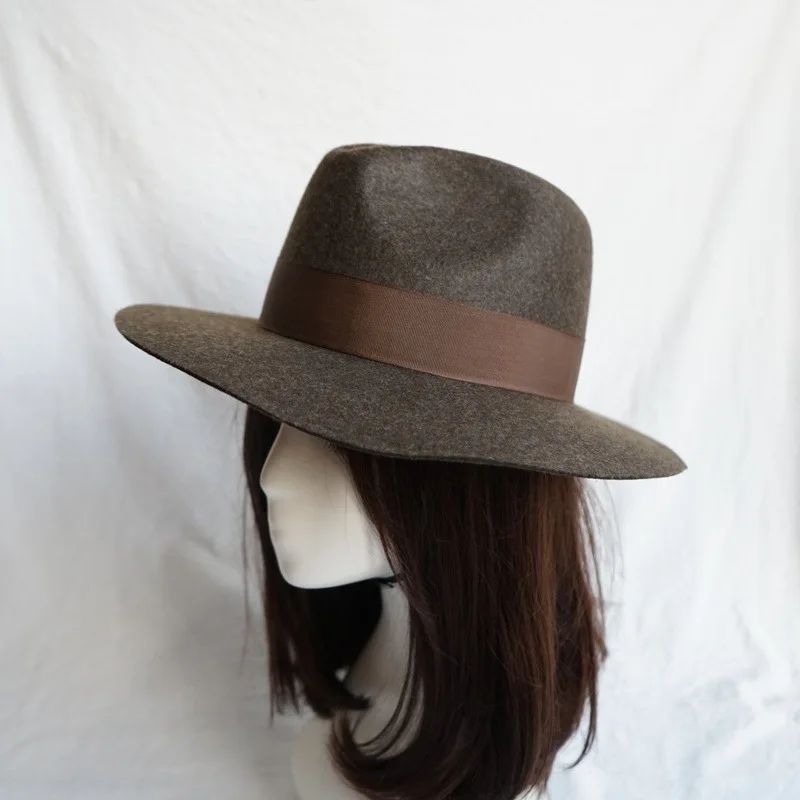 Korean Fashion Brown Panama Jazz Wool Hats For Men Women Caps Fall Winter British High-quality Retro Felt Hat Designer Style