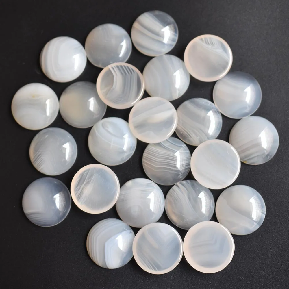 2020 قمة الموضة جودة الطبيعية الأبيض شريط الجزع كابوشون المستديرة 20 مللي متر حجر الخرز 20 قطعة/الوحدة بالجملة شحن مجاني #2