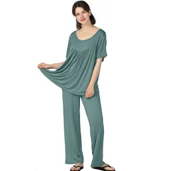 PLSU SIZE 3XL 4XL 5XL 6XL 7XL Women Pajamas Set Nightwear Casual Soft Sleepwear Elastic Cotton Sleep Set Home Clothes Negligee